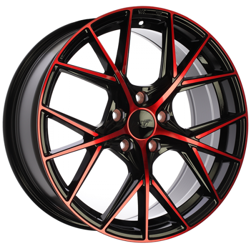 DAI Wheels Tuning Gloss Black - Machined Face - Red Face photo